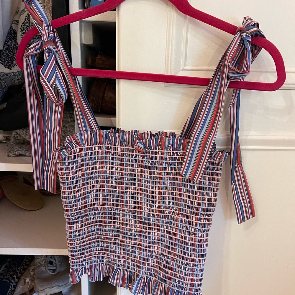 Petersyn ruched pink and blue tie tank